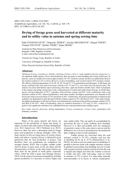Drying of forage grass seed harvested at different maturity and its