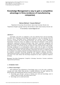 Knowledge Management a way to gain a competitive advantage in