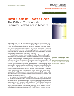 Best Care at Lower Cost - The National Academies of Sciences
