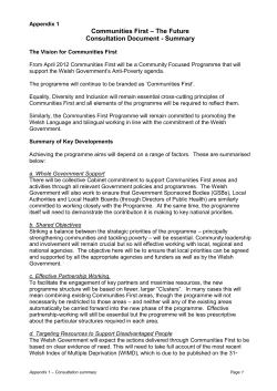 The Vision for Communities First