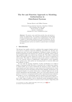 The Set and Function Approach to Modeling Authorization in