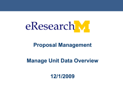 Manage Unit Data Overview