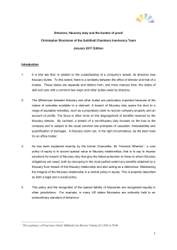 Directors, fiduciary duty and the burden of proof Christopher