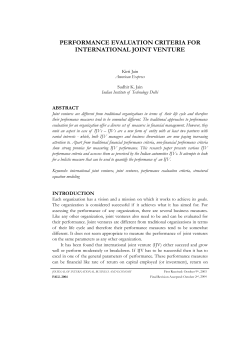performance evaluation criteria for international joint venture
