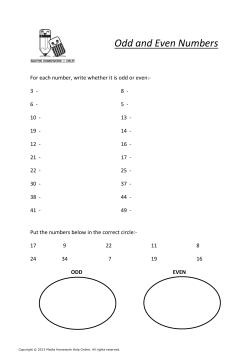 Odd and Even Numbers - Maths Homework Help Online