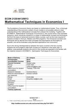 Mathematical Techniques in Economics I