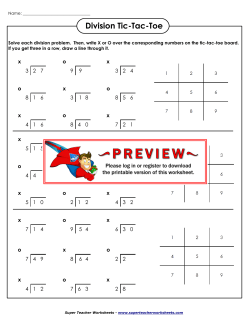Division Tic-Tac-Toe - Super Teacher Worksheets