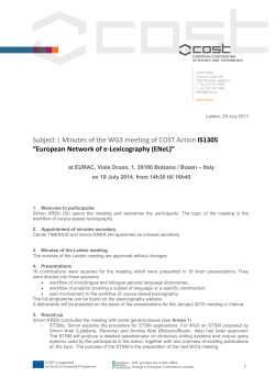 wg3 meeting minutes - elexicography, action, enel, COST