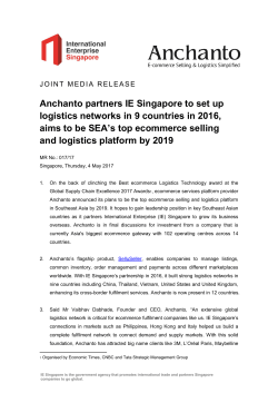 Anchanto partners IE Singapore to set up logistics networks