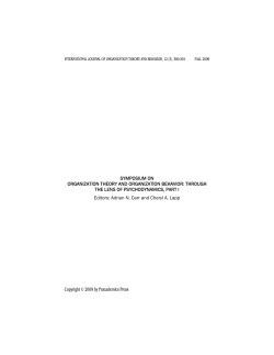 SYMPOSIUM ON ORGANIZATION THEORY AND ORGANIZATION