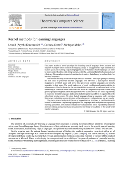 Theoretical Computer Science Kernel methods for learning languages