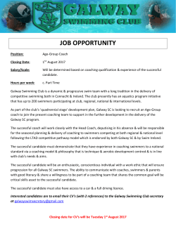 job opportunity - CONNACHT SWIMMING