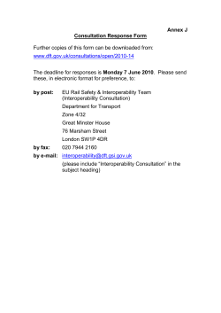 Department for Transport Annex J Consultation Response