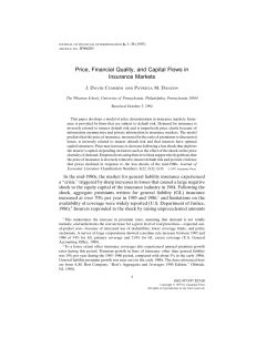 Price, Financial Quality, and Capital Flows in Insurance Markets