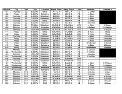 Game # Day Date Time Location Home Team Away Team Level