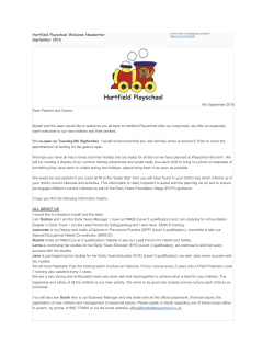 Hartfield Playschool Welcome Newsletter September 2016 4th