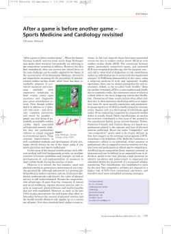 After a game is before another game &ndash; Sports Medicine and