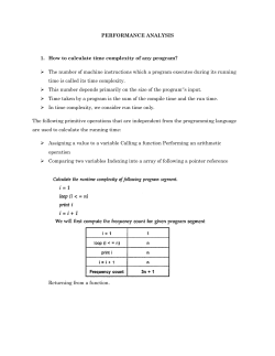 PERFORMANCE ANALYSIS How to calculate time complexity of