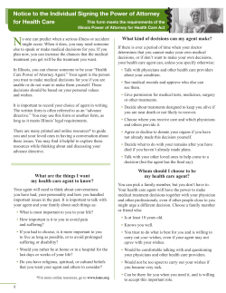 Notice to the Individual Signing the Power of Attorney for Health Care