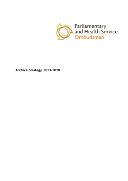 Archive Strategy 2013-2018 - Parliamentary and Health Service