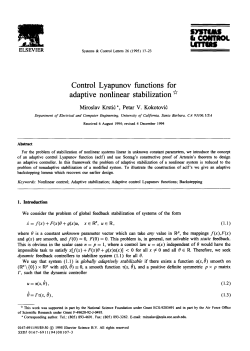 Control Lyapunov functions for adaptive nonlinear stabilization*