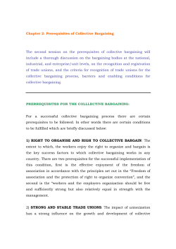 Chapter 2: Prerequisites of Collective Bargaining The second