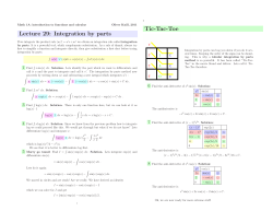 Lecture 29: Integration by parts Tic-Tac-Toe