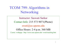 TCOM 799: Algorithms in Networking