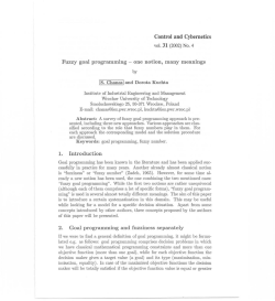 Control and Cybernetics Fuzzy goal programming
