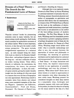 Dreams of a Final Theory - Indian Academy of Sciences
