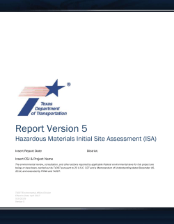 Hazardous Materials Initial Site Assessment (ISA) Report