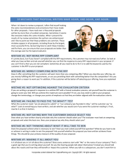 10 MISTAKES THAT PROPOSAL WRITERS MAKE AGAIN, AND