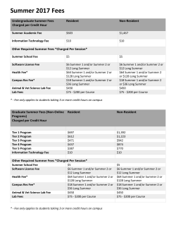 Summer 2017 Fees