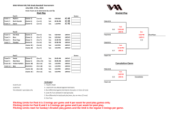 Pitching Limits for Pool A is 2 innings per game and 4 per week for