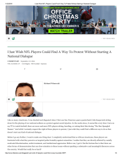 I Just Wish NFL Players Could Find A Way To Protest Without