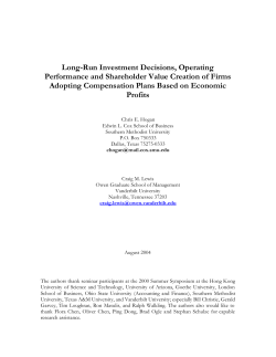 Long-Run Investment Decisions, Operating Performance and