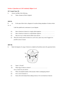Section A Questions on Cell Continuity Higher Level