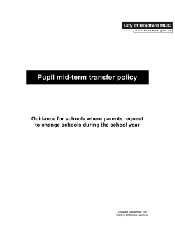 Pupil mid-term transfer policy Guidance for schools where parents