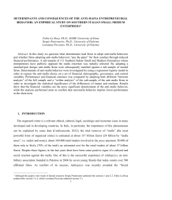 DETERMINANTS AND CONSEQUENCES OF THE ANTI