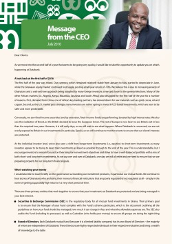 Dear Clients: As we move into the second half of a year that seems