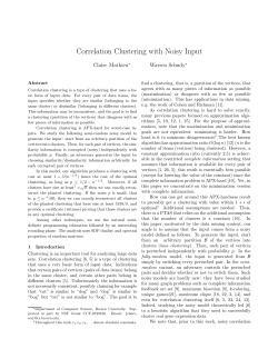 Correlation Clustering with Noisy Input - Brown CS
