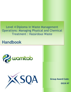 SQA Handbook Physical and Chemical Treatment Hazardous Waste