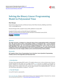 Solving the Binary Linear Programming Model in Polynomial Time