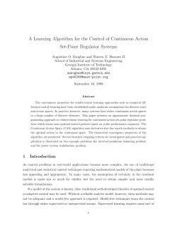 A Learning Algorithm for the Control of Continuous Action Set