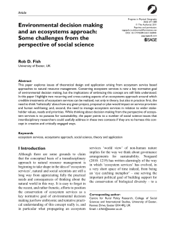 Environmental decision making and an ecosystems approach