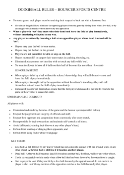 DODGEBALL RULES &ndash; BOUNCER SPORTS CENTRE