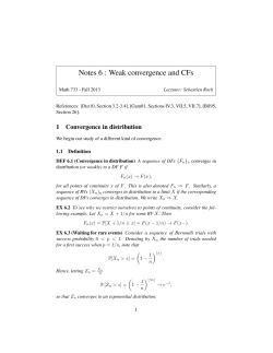Notes 6 : Weak convergence and CFs