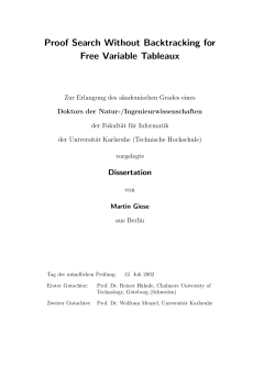 Proof Search Without Backtracking for Free Variable Tableaux