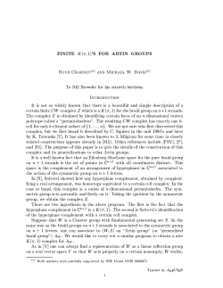 FINITE &copy;(&pi;, 1)`S FOR ARTIN GROUPS Ruth ChARnEy(*) AnD