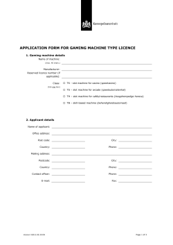 application form for gaming machine type licence
